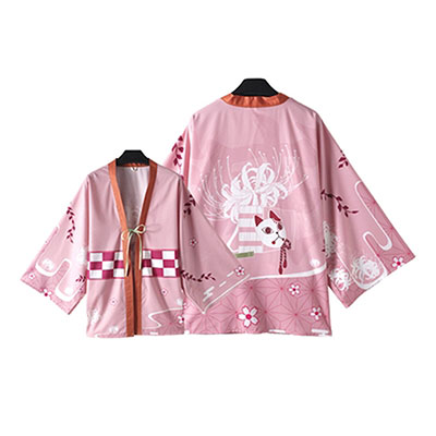 kelihood Japanische Anime Demon Slayer Cosplay:Kimetsu no Yaiba Nezuko Kamado Cosplay Kostüm Kimono Set mit Perücke,Geeignet für Cosplay-Comic-Ausstellungen-EIN_ganzes_Set_S
