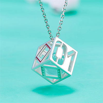 Miku Hatsune Cube 925 Silver Necklace